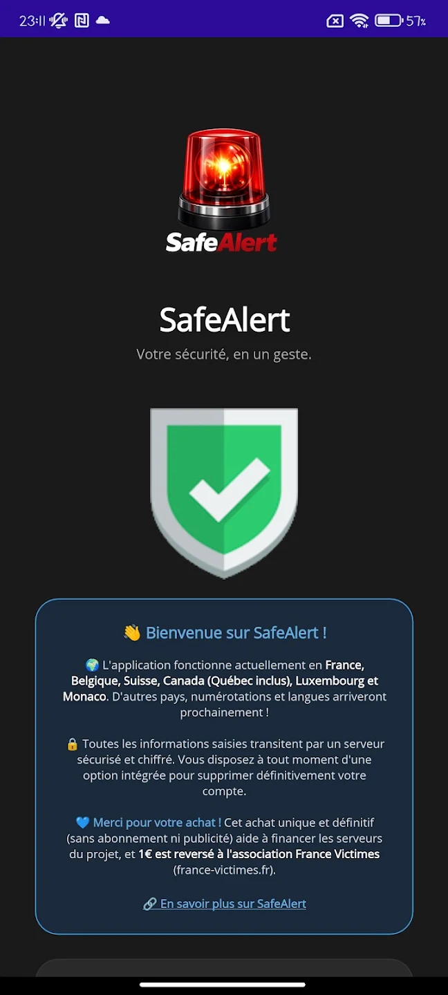 Capture d'écran SafeAlert 1