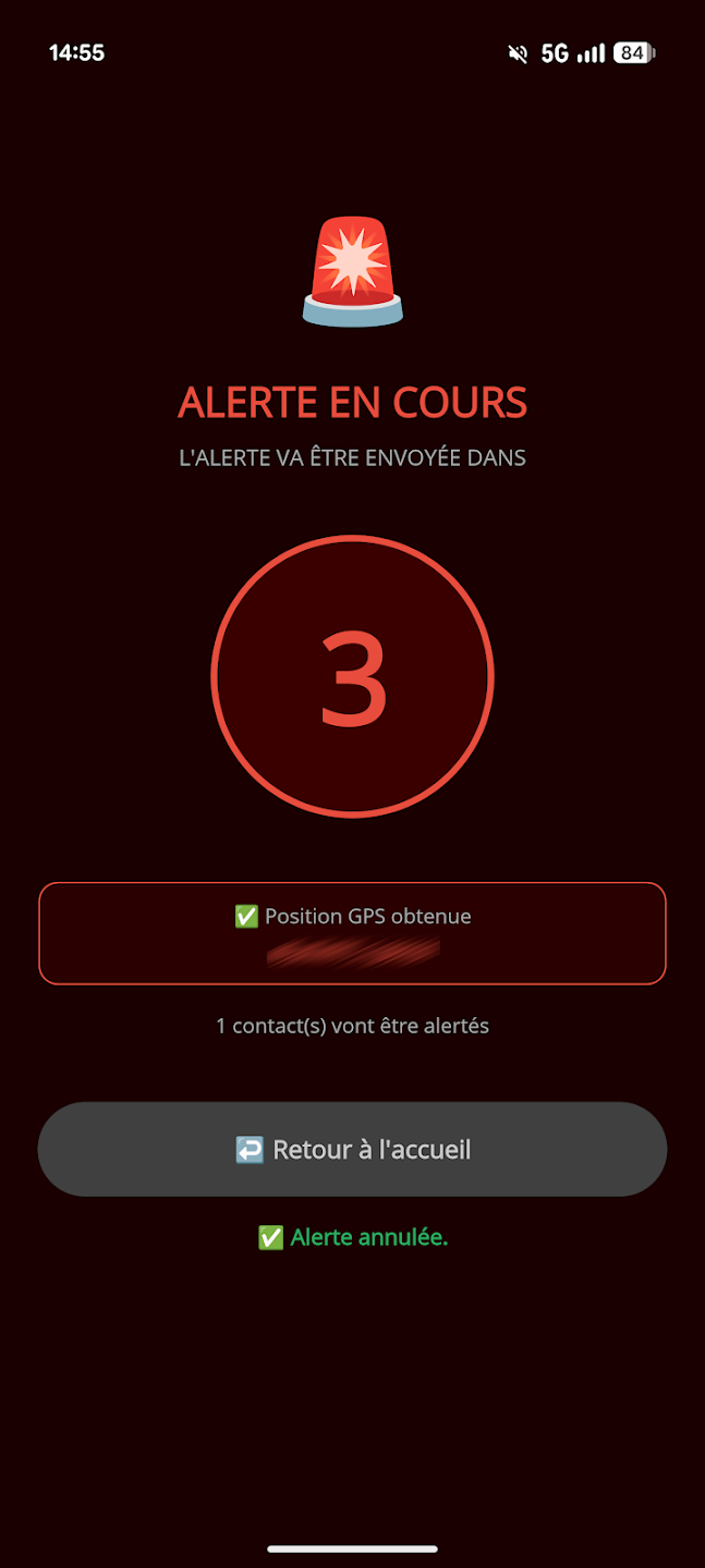 Capture d'écran SafeAlert 3