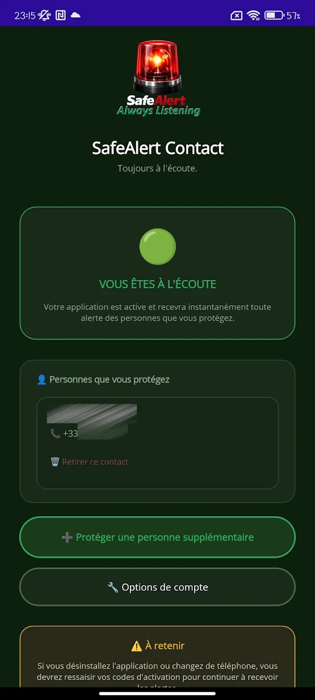 Capture d'écran SafeAlert 4