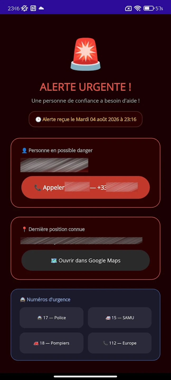 Capture d'écran SafeAlert 5